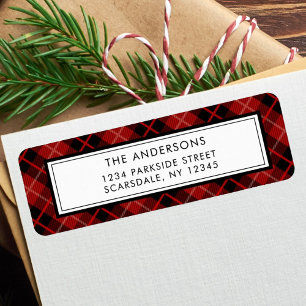 Christmas   Holiday Plaid Return Address Label