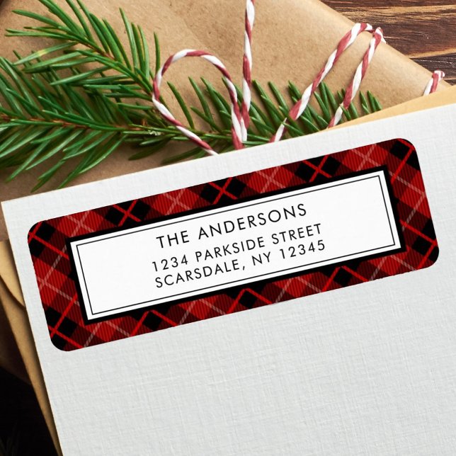 Christmas | Holiday Plaid Return Address Label (Creator Uploaded)