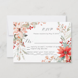 Christmas Holiday Poinsettia floral Wedding RSVP