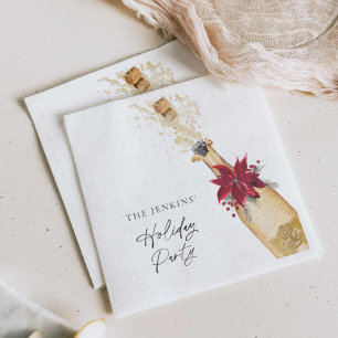 Christmas Holiday Poinsettia Party Napkin