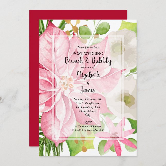 Christmas Holiday Post-Wedding Brunch Invites (Front/Back)