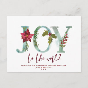 christmas holiday postcard joy to the world