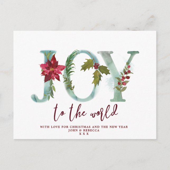 christmas holiday postcard joy to the world (Front)