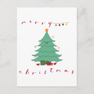 Christmas Holiday Postcard Kawaii Christmas Tree