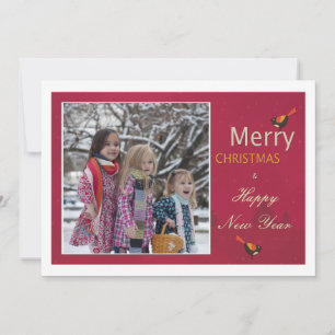 Christmas Holiday Pretty Birds Photo Card