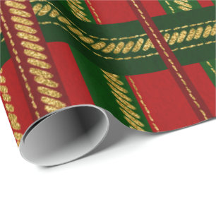 Christmas Holiday - Pretty Holiday Stitched Plaid Wrapping Paper