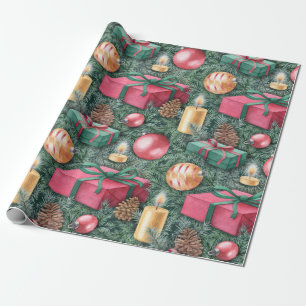 Christmas Holiday - Pretty Watercolor Gifts Wrapping Paper