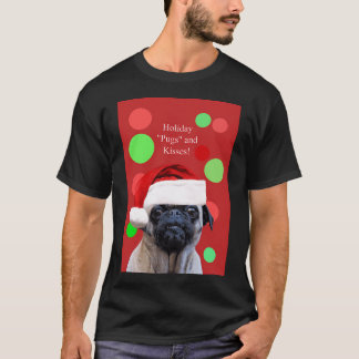 Christmas Holiday Pug with Santa Hat Cute T-Shirt