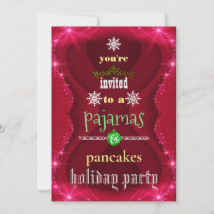 Christmas Holiday Pyjamas & Pancakes Family Party Invitation