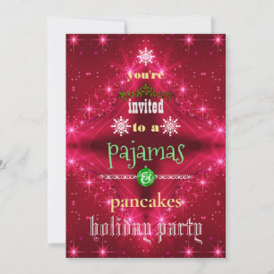 Christmas Holiday Pyjamas & Pancakes Family Party Invitation