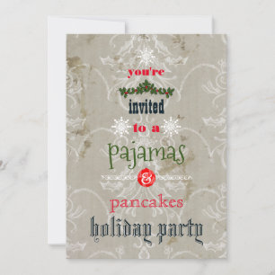 Christmas Holiday Pyjamas & Pancakes Family Party Invitation