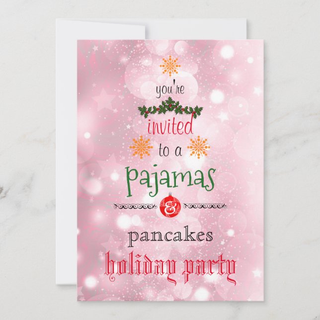 Christmas Holiday Pyjamas & Pancakes Family Party Invitation (Front)