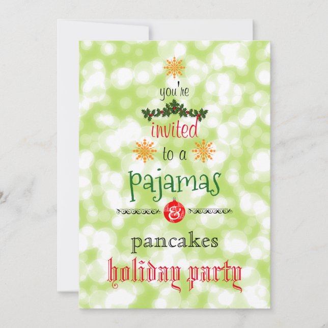 Christmas Holiday Pyjamas & Pancakes Family Party Invitation (Front)