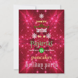 Christmas Holiday Pyjamas & Pancakes Family Party Invitation