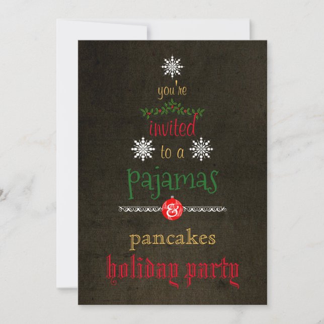Christmas Holiday Pyjamas & Pancakes Family Party Invitation (Front)