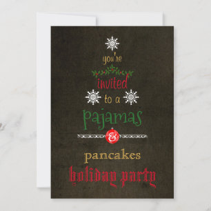 Christmas Holiday Pyjamas & Pancakes Family Party Invitation