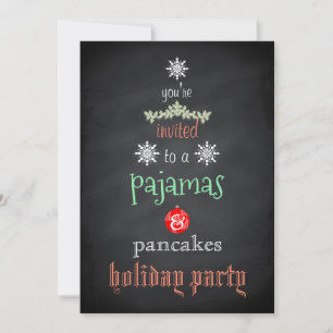 Christmas Holiday Pyjamas & Pancakes Family Party Invitation