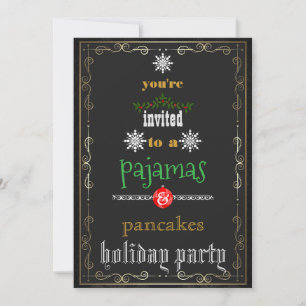 Christmas Holiday Pyjamas & Pancakes Family Party Invitation
