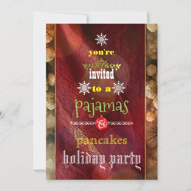 Christmas Holiday Pyjamas & Pancakes Family Party Invitation (Front)