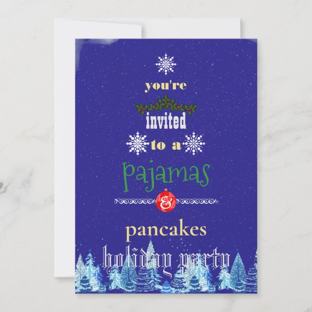 Christmas Holiday Pyjamas & Pancakes Family Party Invitation (Front)