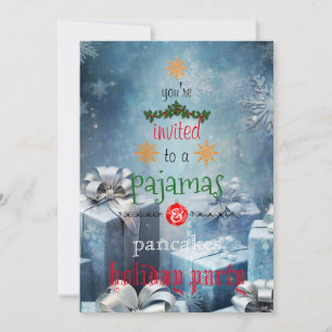 Christmas Holiday Pyjamas & Pancakes Family Party Invitation