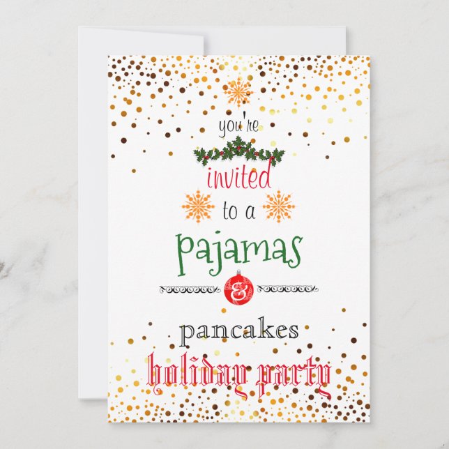Christmas Holiday Pyjamas & Pancakes Family Party Invitation (Front)