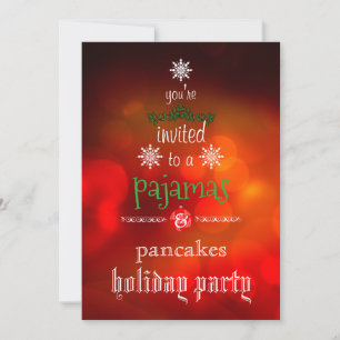 Christmas Holiday Pyjamas & Pancakes Family Party Invitation