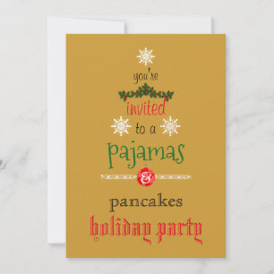 Christmas Holiday Pyjamas & Pancakes Family Party Invitation