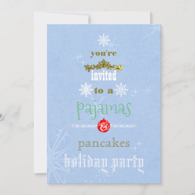 Christmas Holiday Pyjamas & Pancakes Family Party Invitation (Front)