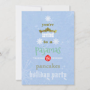 Christmas Holiday Pyjamas & Pancakes Family Party Invitation