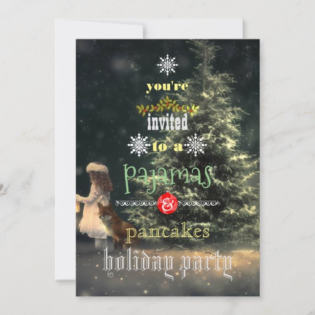 Christmas Holiday Pyjamas & Pancakes Family Party Invitation (Front)