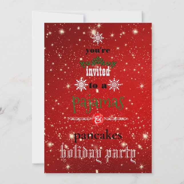 Christmas Holiday Pyjamas & Pancakes Family Party Invitation (Front)