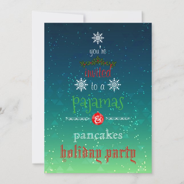 Christmas Holiday Pyjamas & Pancakes Family Party Invitation (Front)
