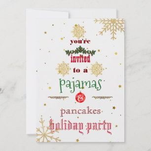 Christmas Holiday Pyjamas & Pancakes Family Party  Invitation