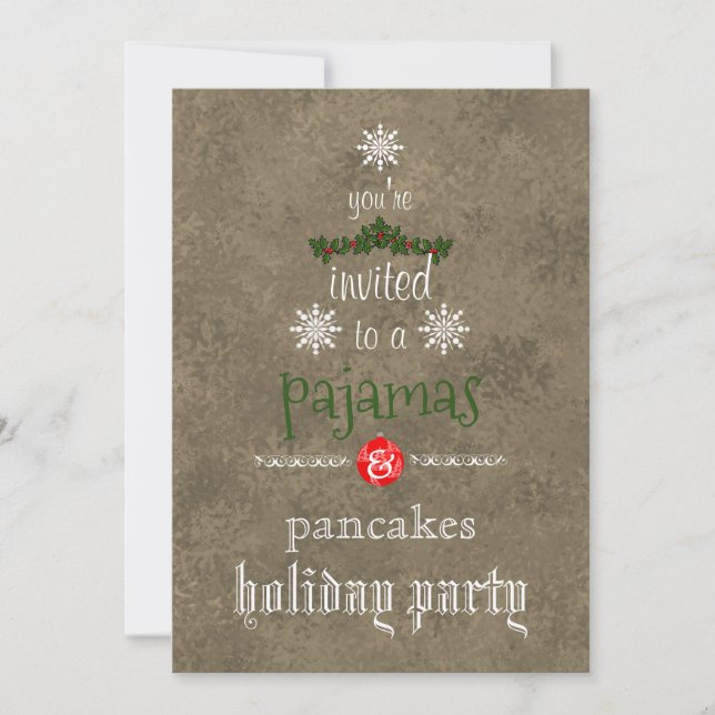 Christmas Holiday Pyjamas & Pancakes Family Party Invitation (Front)