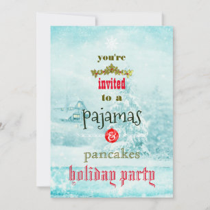 Christmas Holiday Pyjamas & Pancakes Family Party Invitation