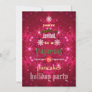 Christmas Holiday Pyjamas & Pancakes Family Party Invitation