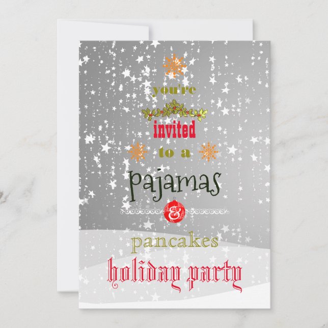 Christmas Holiday Pyjamas & Pancakes Family Party Invitation (Front)