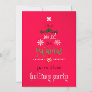 Christmas Holiday Pyjamas & Pancakes Family Party Invitation