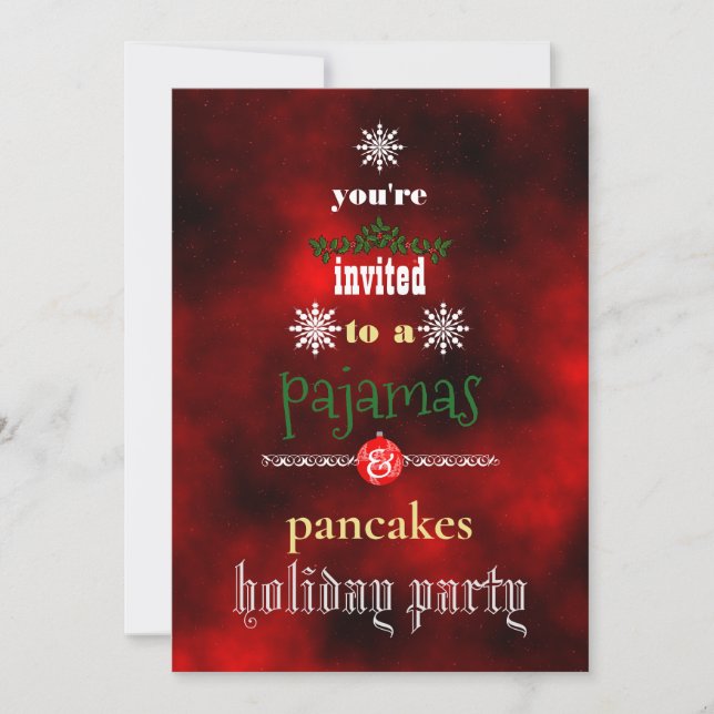 Christmas Holiday Pyjamas & Pancakes Family Party Invitation (Front)