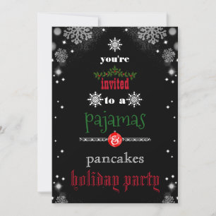 Christmas Holiday Pyjamas & Pancakes Family Party  Invitation