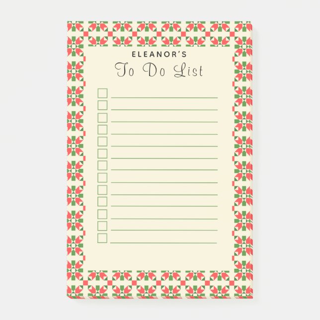 Christmas Holiday Quilt Shopping List Post-It Note (Front)