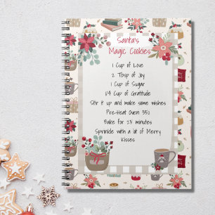 Christmas Holiday Recipe Baking Cute Red Notebook