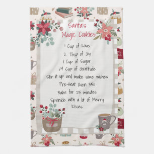 Christmas Holiday Recipe Baking Cute Red   Tea Towel