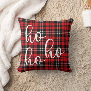 Christmas Holiday Red and Black Tartan Cushion