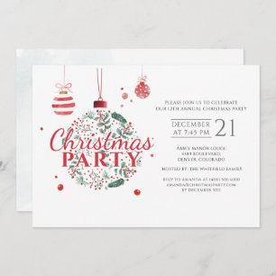 Christmas Holiday Red and Green Party Invitation