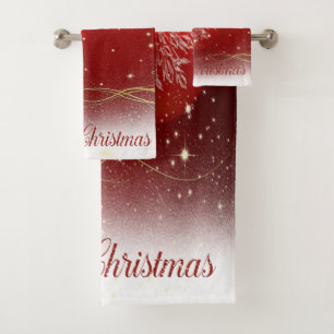 Christmas Holiday-Red Christmas Balls Bath Towel Set