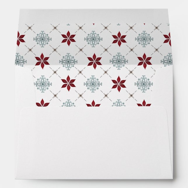 Christmas Holiday Red Elegant Flourish Pattern Envelope (Back (Bottom))