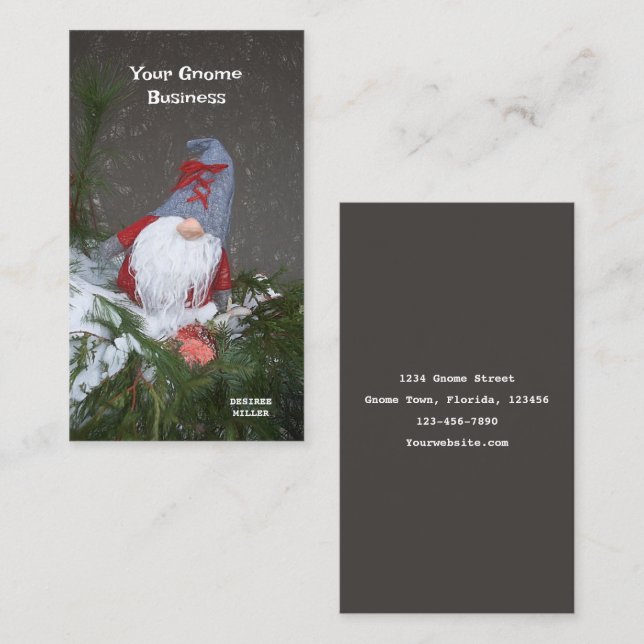 Christmas Holiday Red Grey Rustic Gnome Business Card (Front/Back)