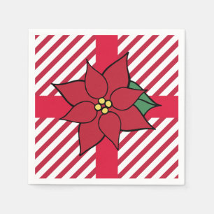 Christmas Holiday Red Poinsettia Party Napkins